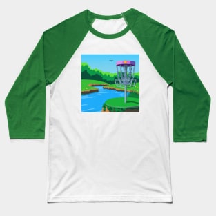 Disc Golf Along Side a River Baseball T-Shirt